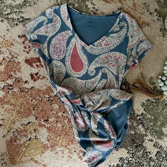 Y2K Motherhood Maternity Women’s Paisley Print V-Neck Top Size Maternity Small - Picture 10 of 13